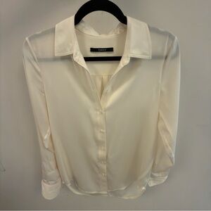 Quince Cream Washable Silk Button-Down Blouse